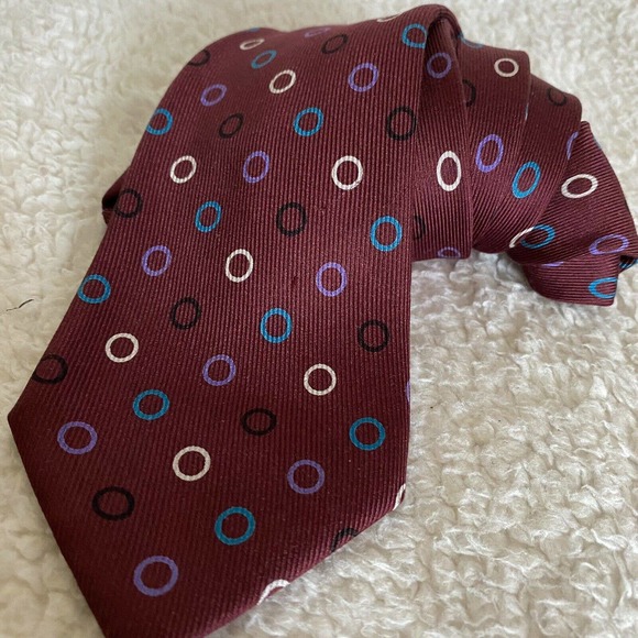 Versace Other - VTG Gianni Versace Tie Burgundy with Polka Dots 100% Silk Made In Italy